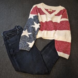 Hollister American Flag Cropped Sweater